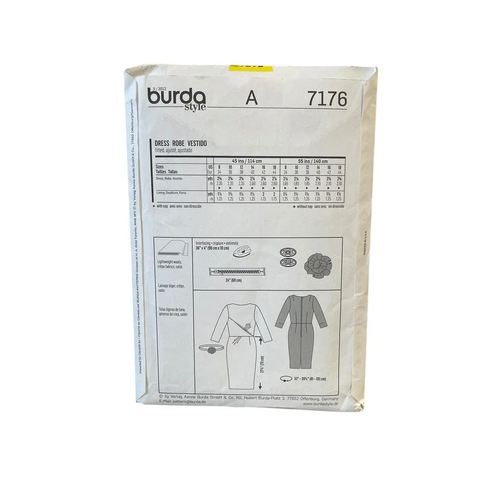 Burda Style‎ 7176 Dress Sewing Pattern Size 8-18 Classic Vintage